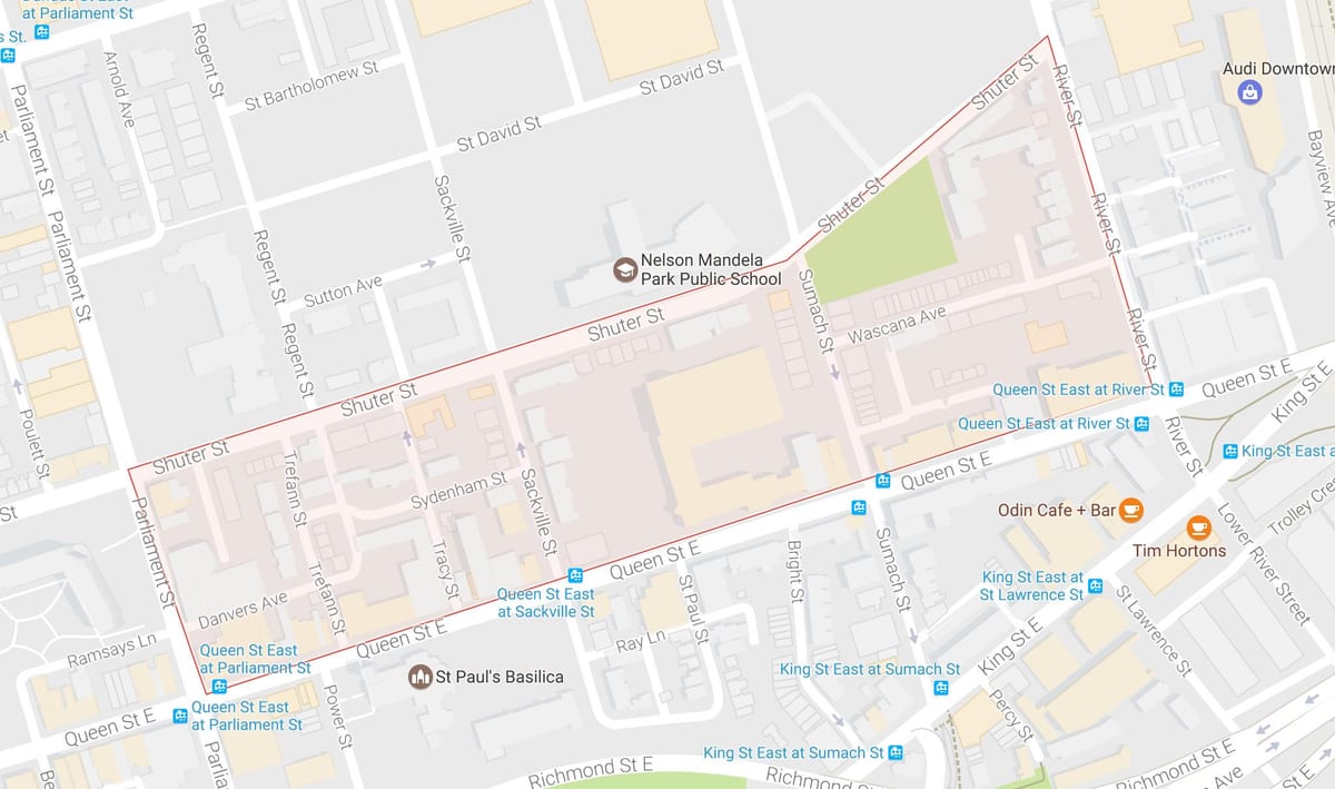 Zemljevid Trefann Sodišče sosedske Torontu