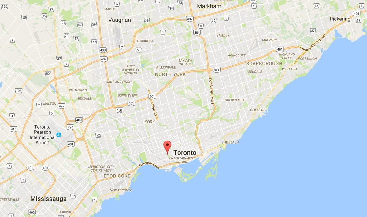 Zemljevid Trojice–Bellwoods okrožno Torontu