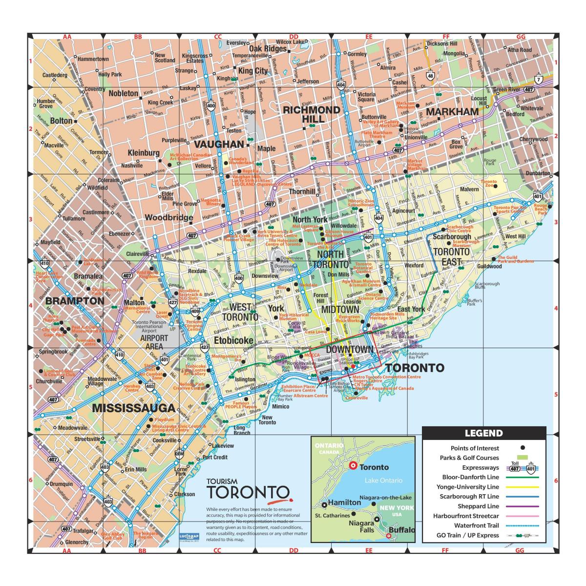 Zemljevid Turističnih Torontu