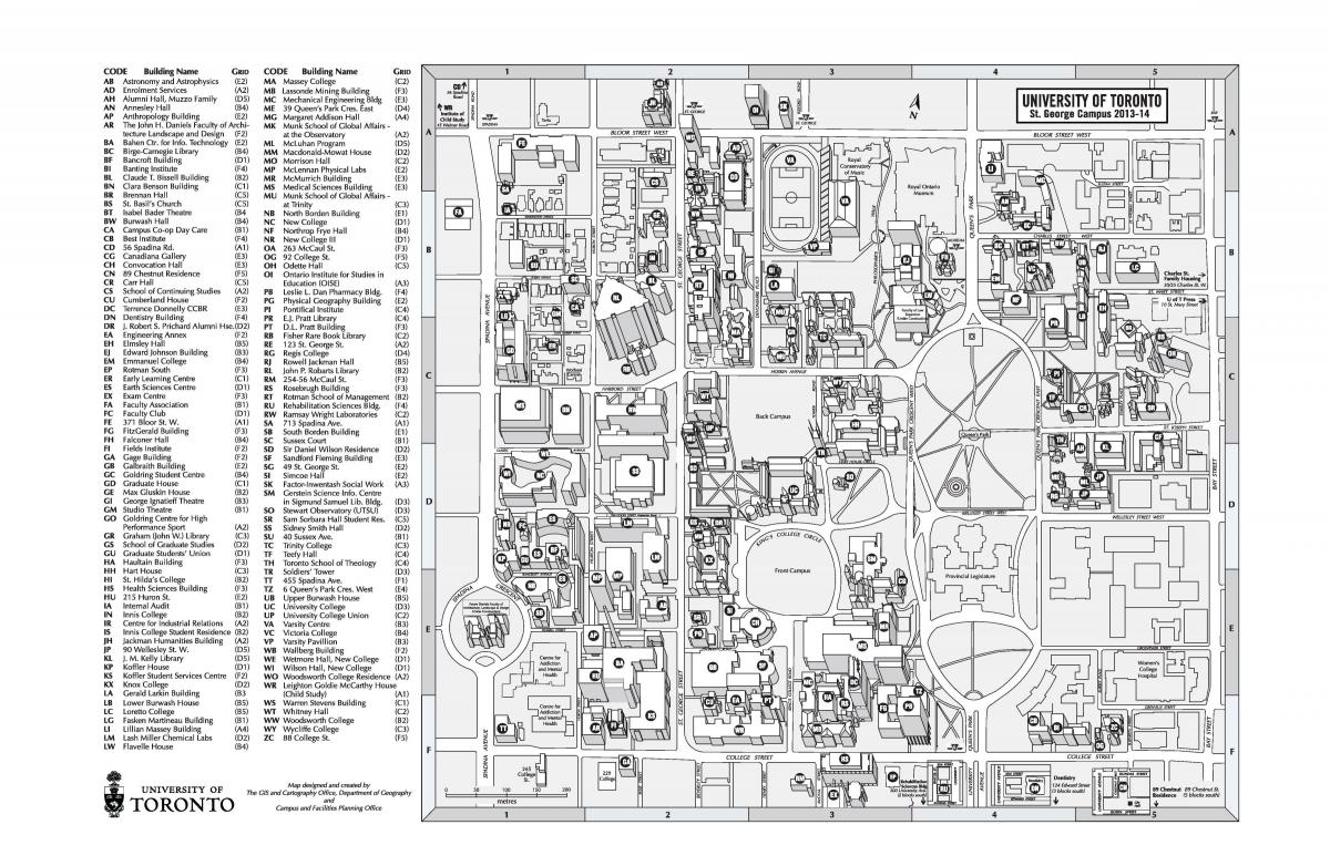 Zemljevid univerza v Torontu St Georges kampus