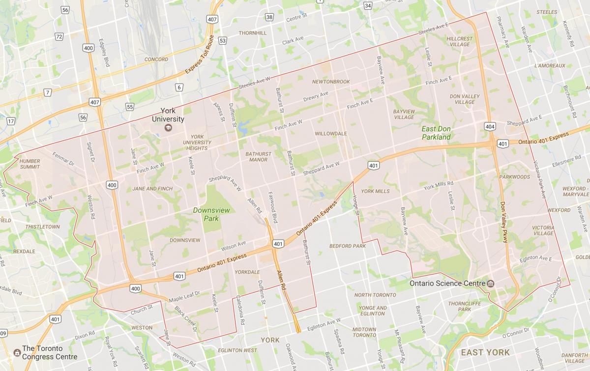 Zemljevid Uptown Torontu sosedske Torontu