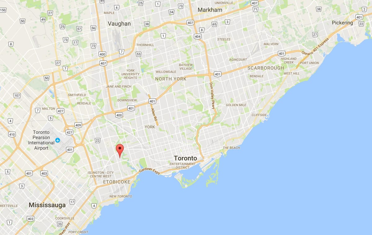 Zemljevid Kingsway okrožno Torontu