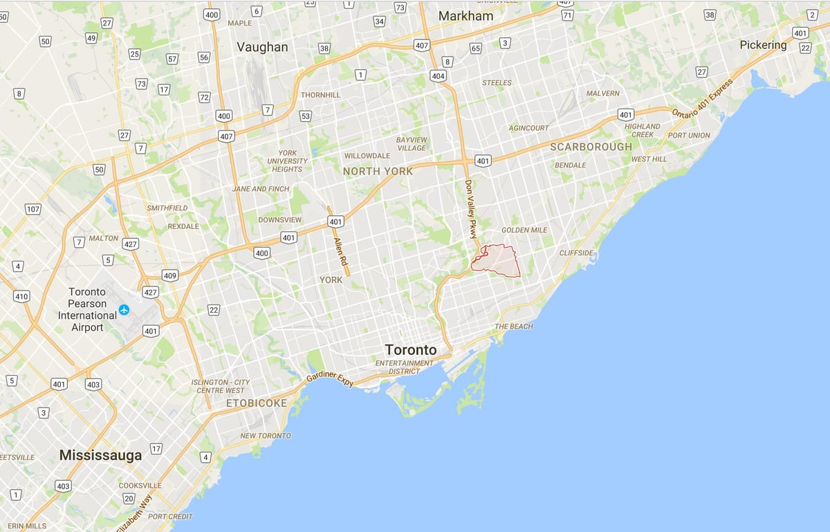 Zemljevid Uzda Pot okrožno Torontu