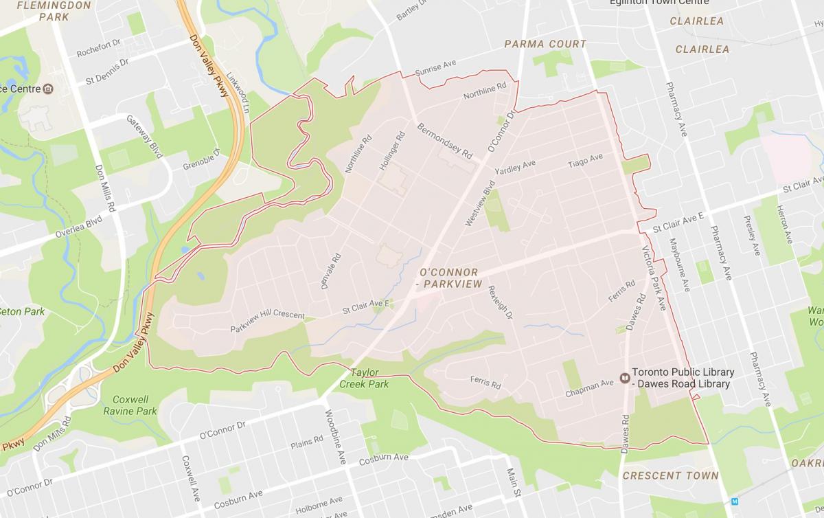 Zemljevid Uzda Pot sosedske Torontu