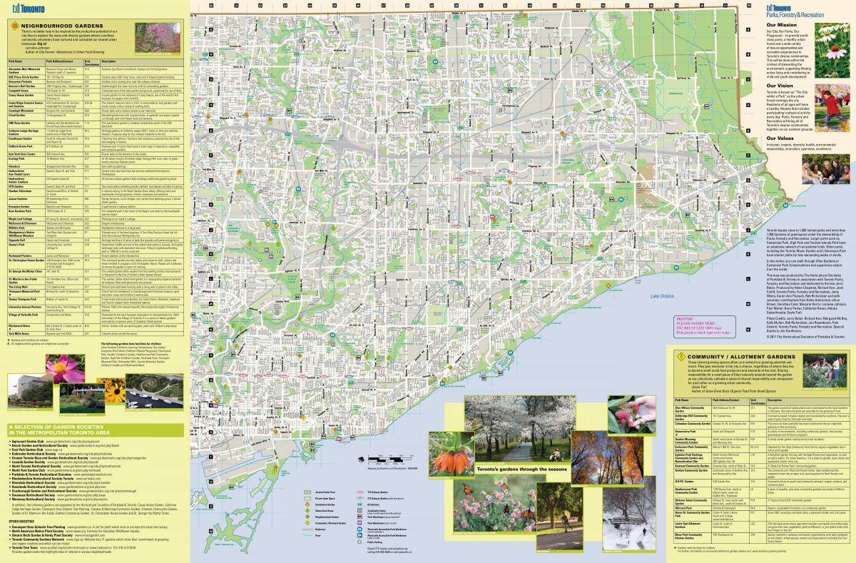 Zemljevid vrtovi Torontu vzhodu