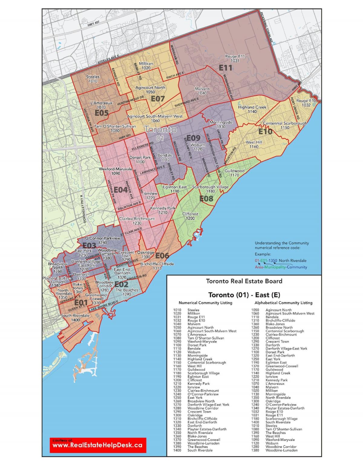 Zemljevid vzhodu Torontu
