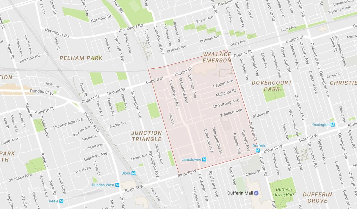 Zemljevid Wallace Emerson sosedske Torontu