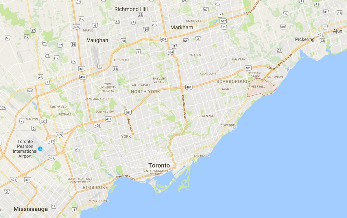 Zemljevid Zahodno Hill okrožno Torontu