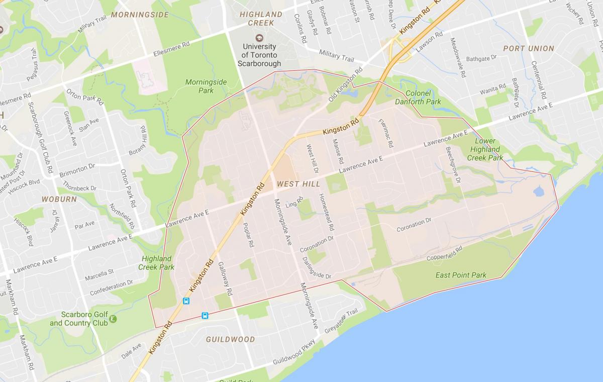 Zemljevid Zahodno Hill sosedske Torontu