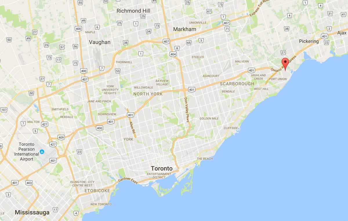 Zemljevid Zahodno Rouge okrožno Torontu