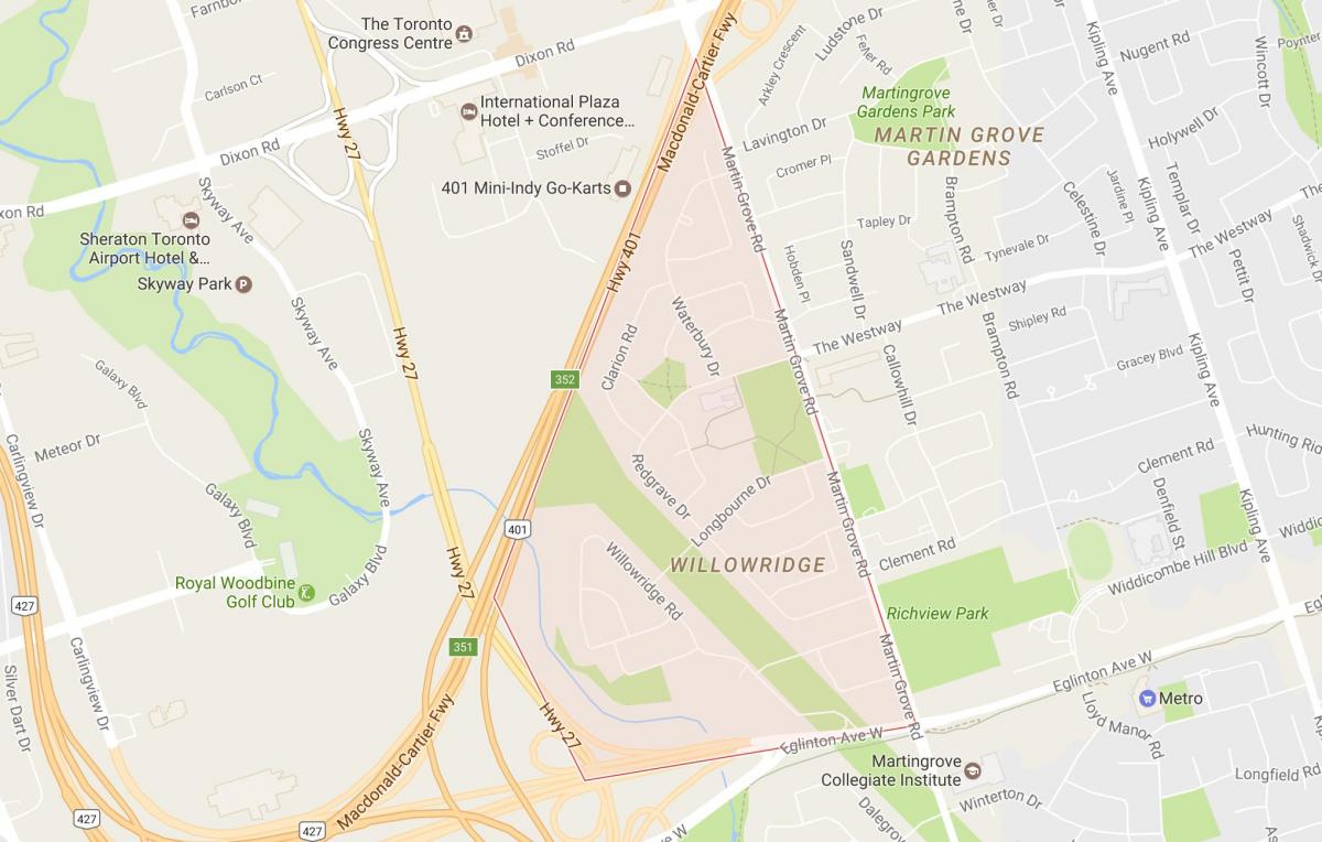 Zemljevid Willowridge sosedske Torontu