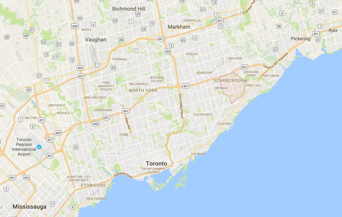 Zemljevid Woburn okrožno Torontu