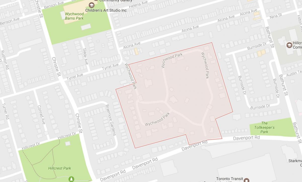 Zemljevid Wychwood Park sosedske Torontu