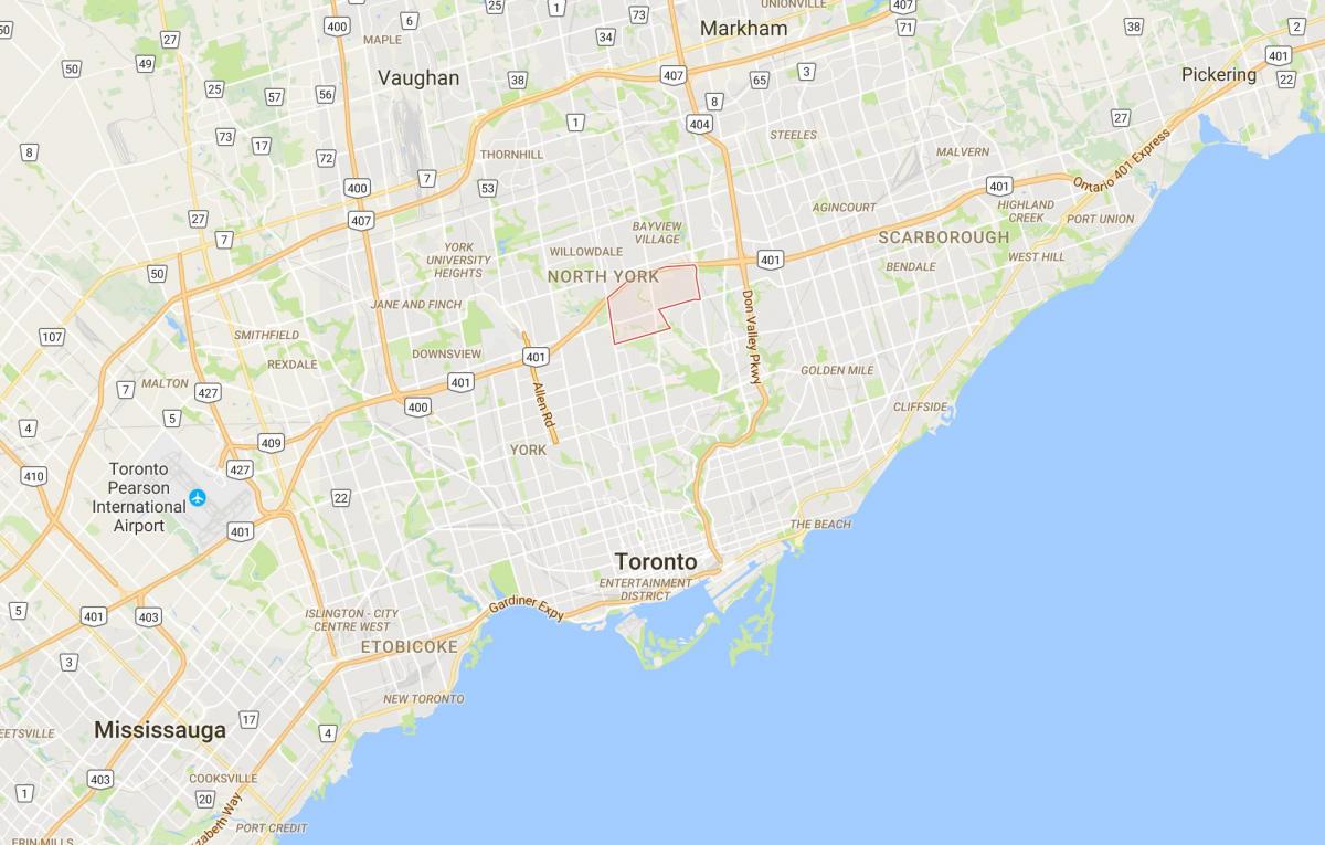 Zemljevid York Mlini okrožno Torontu
