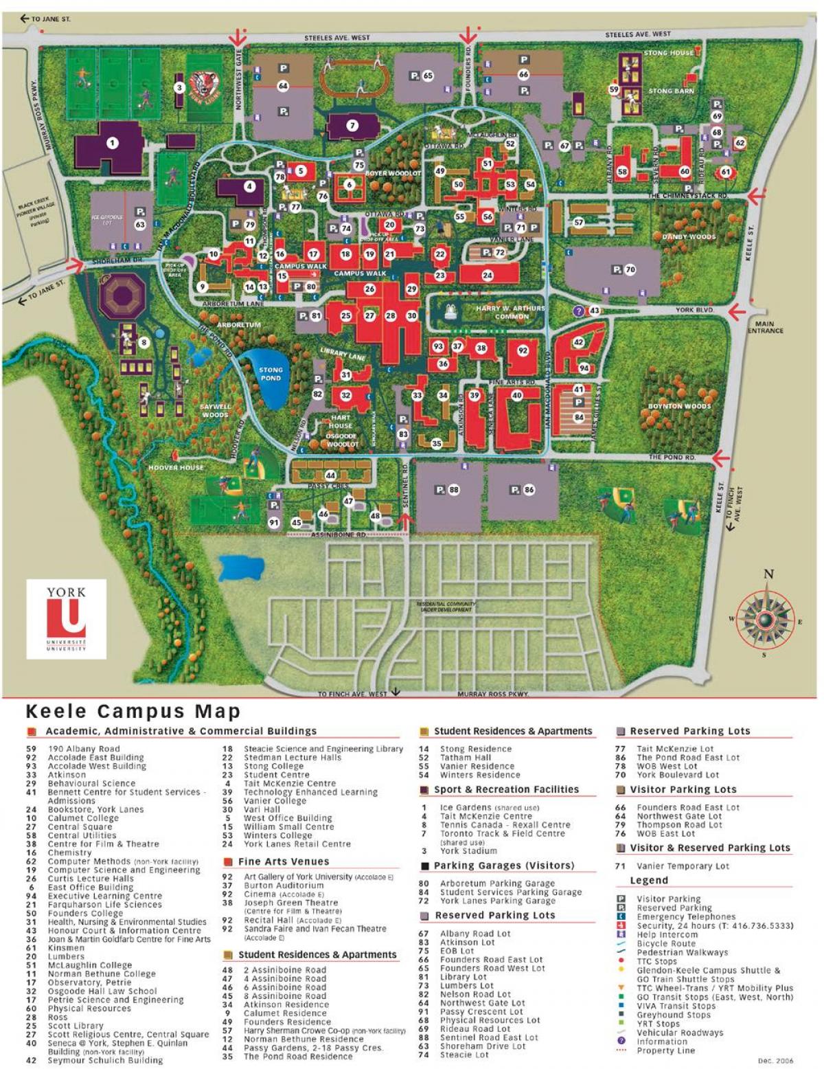 Zemljevid York univerzi keele kampus