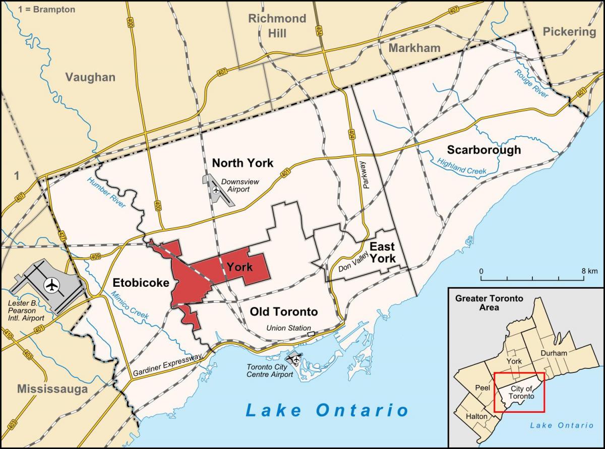 Zemljevid York v Torontu