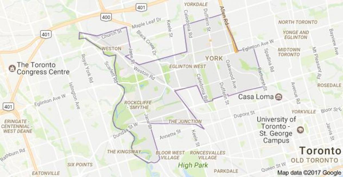 Zemljevid Yorku, Torontu, Kanada