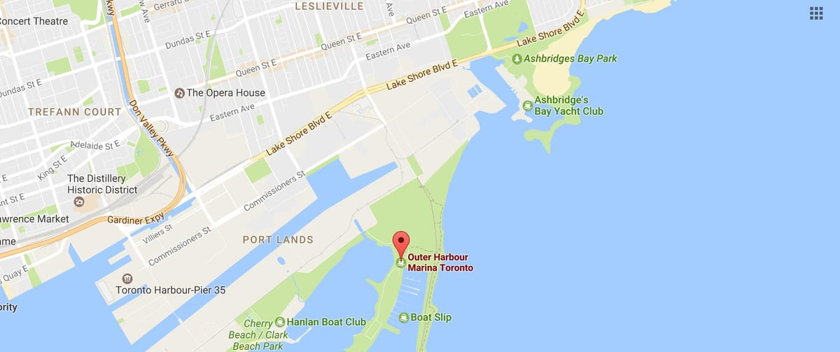 Zemljevid Zunanji pristanišča marina Torontu