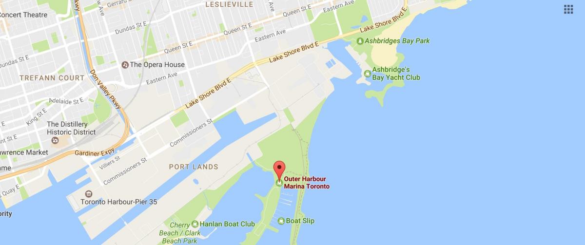 Zemljevid Zunanji pristanišča marina Torontu