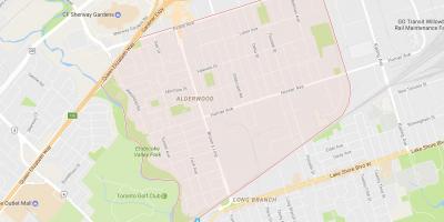 Zemljevid Alderwood Parkview sosedske Torontu