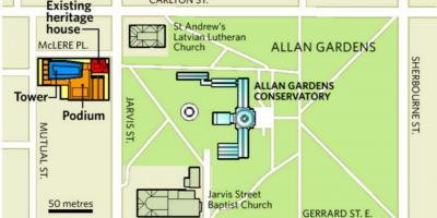 Zemljevid Allan Vrtovi Torontu