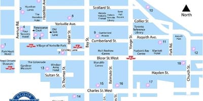Zemljevid Bloor Yorkville podzemne železnice