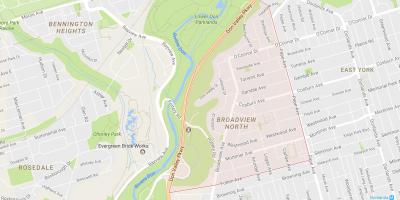 Zemljevid Broadview Severu v sosedstvu Torontu