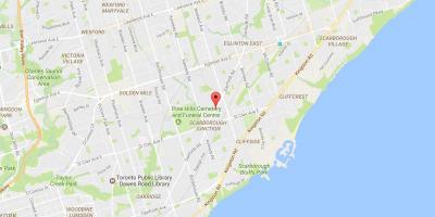 Zemljevid Danforth cesti v Torontu