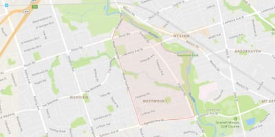 Zemljevid Humber Višine – Westmount sosedske Torontu