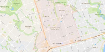 Zemljevid Islingtona-Mestno Središče Zahodno sosedstvo, Toronto