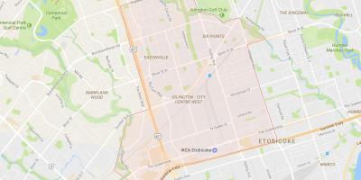 Zemljevid Islingtona-Mestno Središče Zahodno sosedstvo, Toronto