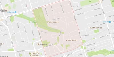 Zemljevid Južne Hill sosedske Torontu