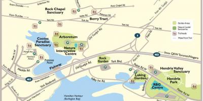 Zemljevid Kraljevi botanični vrt v Torontu