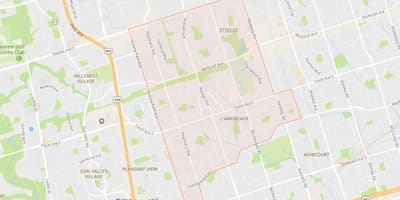 Zemljevid L'Amoreaux sosedske Torontu