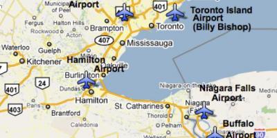 Zemljevid Letališča v bližini Torontu