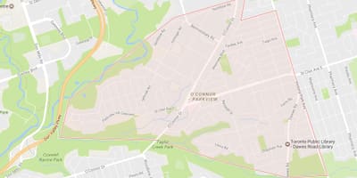 Zemljevid O ' connor–Parkview sosedske Torontu