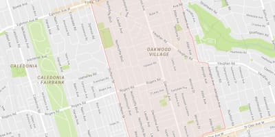Zemljevid Oakwood–Vaughan sosedske Torontu