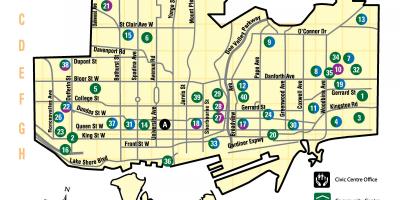 Zemljevid objektov za rekreacijo v Torontu