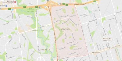 Zemljevid Parkwoods sosedske Torontu