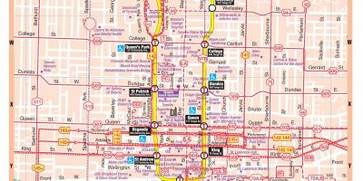 Zemljevid postaji Podzemne železnice centru v Torontu