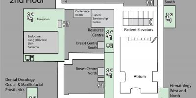 Zemljevid Princesa Margaret Cancer Center v Torontu 2. nadstropje