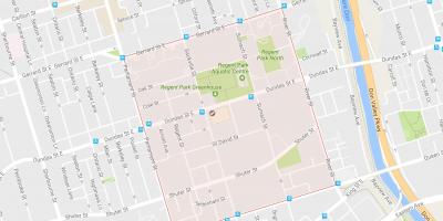 Zemljevid Regent Park sosedske Torontu