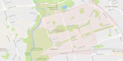 Zemljevid Rockcliffe–Smythe sosedske Torontu