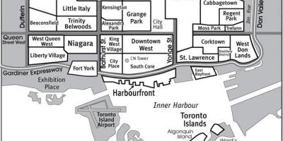 Zemljevid Soseski South Jedro Torontu
