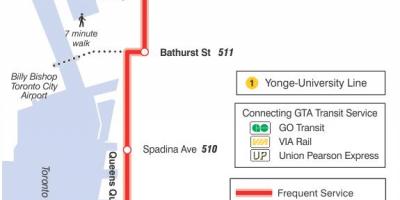 Zemljevid streetcar skladu 509 Harbourfront