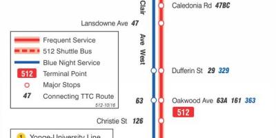 Zemljevid streetcar skladu 512 St. Clair