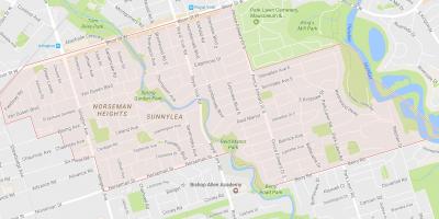 Zemljevid Sunnylea sosedske sosedske Torontu