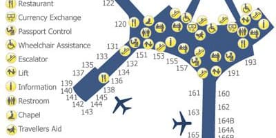 Zemljevid Torontu Pearson letališki terminal 1