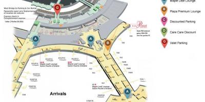 Zemljevid Torontu Pearson mednarodno letališče turistov terminal