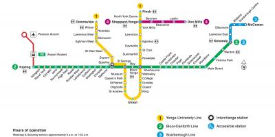 Zemljevid Torontu TTC podzemne železnice